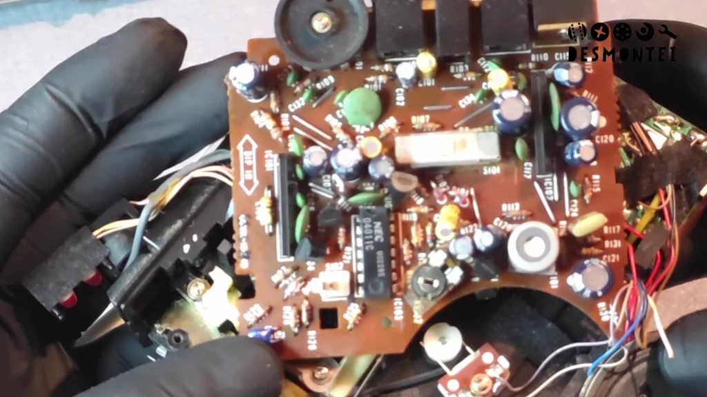 Placa de circuito eletrônico PCB gravador Sony TCM-121 costas